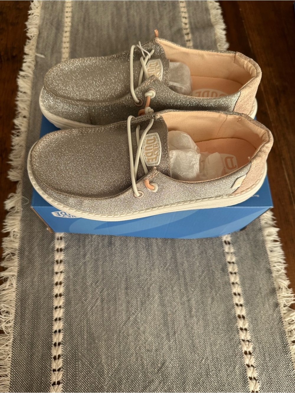 Shoes Kids Glitter Slip-On – Silver and Pink